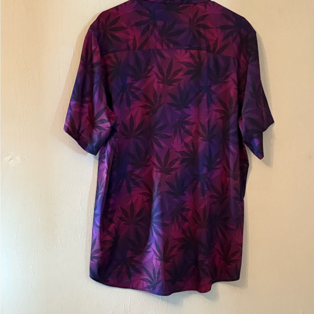 DIXXON Purple Casual Button Down Shirt with Tropical Print